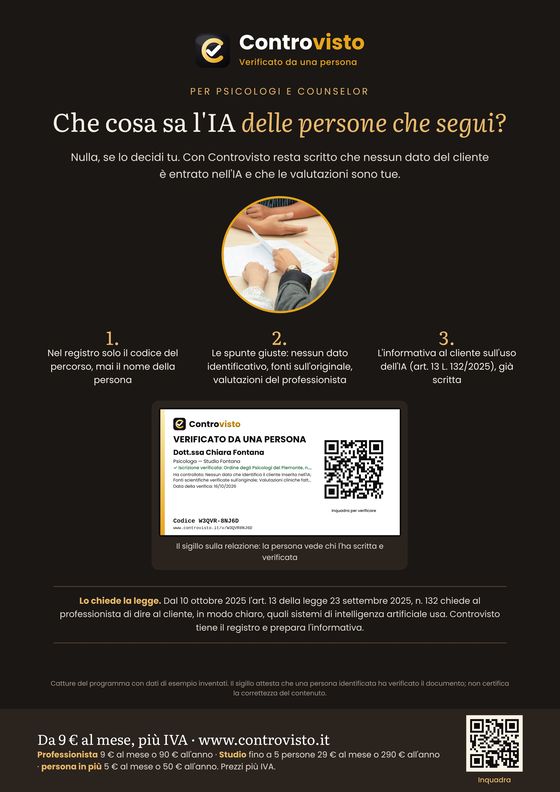 Locandina Controvisto per psicologi e counselor